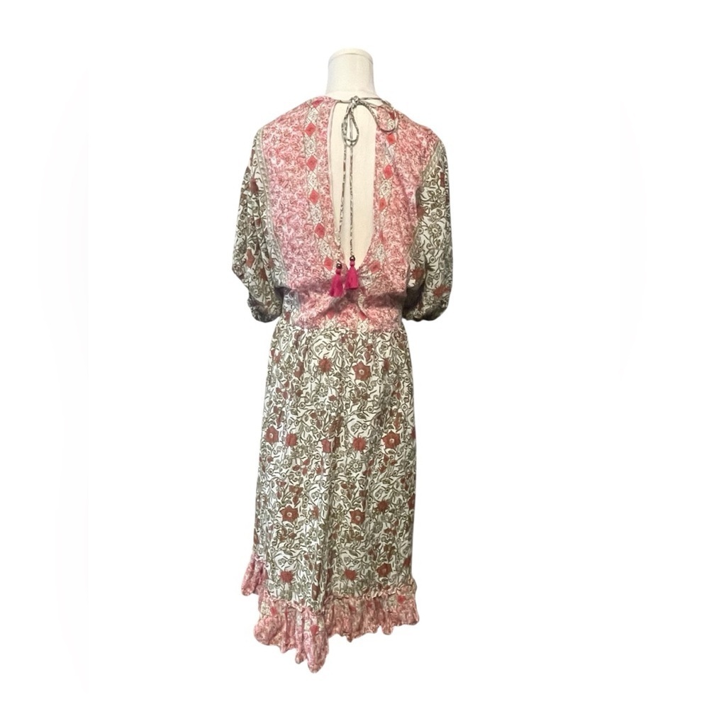 Tassel Tie Empire Floral Print Cotton Dress. 100% Cotton - Picture 5 of 8